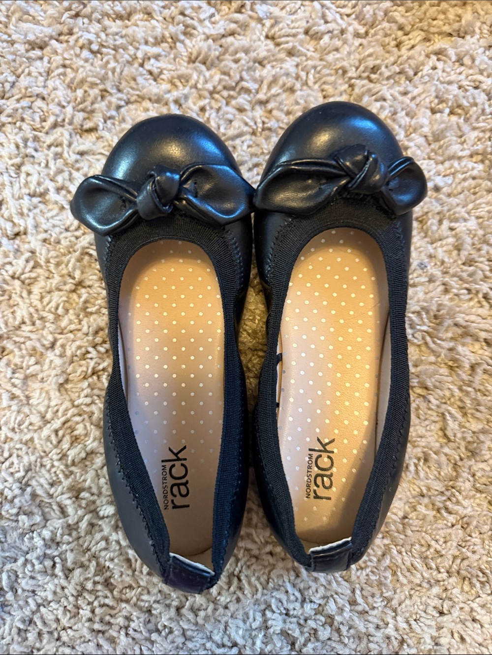Nordstrom Rack Girls' Black Bow Ballet Flats